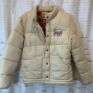 Seager Men's Beige Lightweight Puffer Trucker Jacket Medium Outdoors Rugged